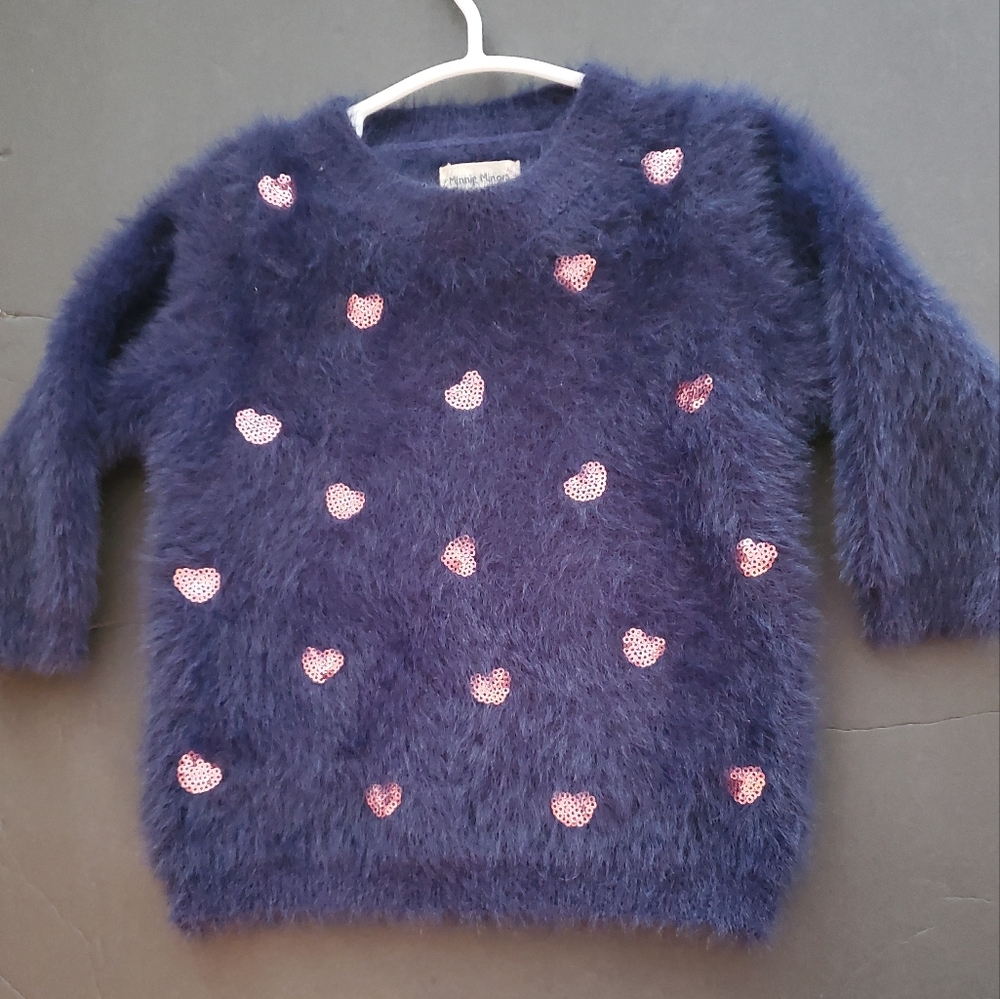Minnie minors furry sequin heart sweater 18-24 months